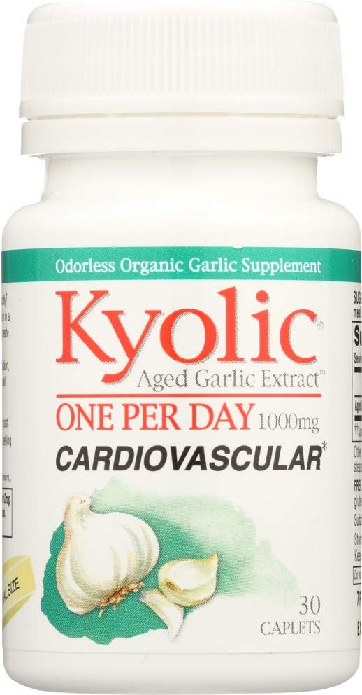 Kyolic Aged Garlic Extract One Per Day Cardiovascular Supplement 1000mg - 30 Caplets - Pack of 2