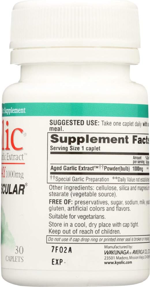 Kyolic Aged Garlic Extract One Per Day Cardiovascular Supplement 1000mg - 30 Caplets - Pack of 2
