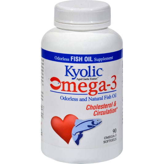 Kyolic EPA Aged Garlic Extract Fish Oil Softgel Capsules - 90 Count, Pack of 3 Cases