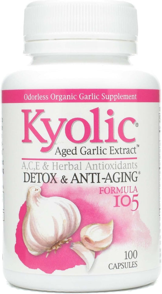 Kyolic Formula 105 Garlic Extract Capsules with Vitamin A, Vitamin E, and Selenium - 100 Count