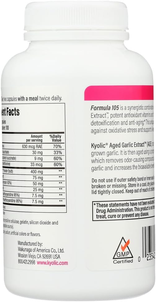 Kyolic Garlic Formula 105 Capsules for Detox and Anti-Aging