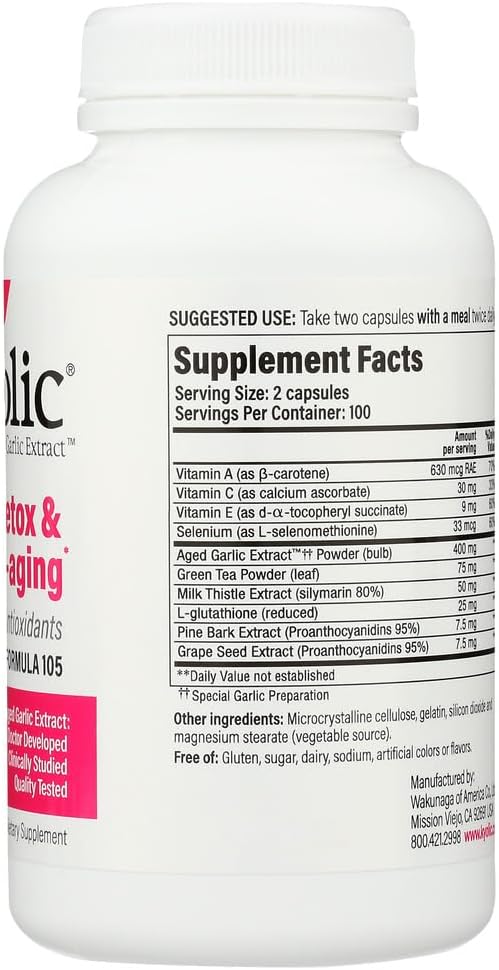 Kyolic Garlic Formula 105 Capsules for Detox and Anti-Aging