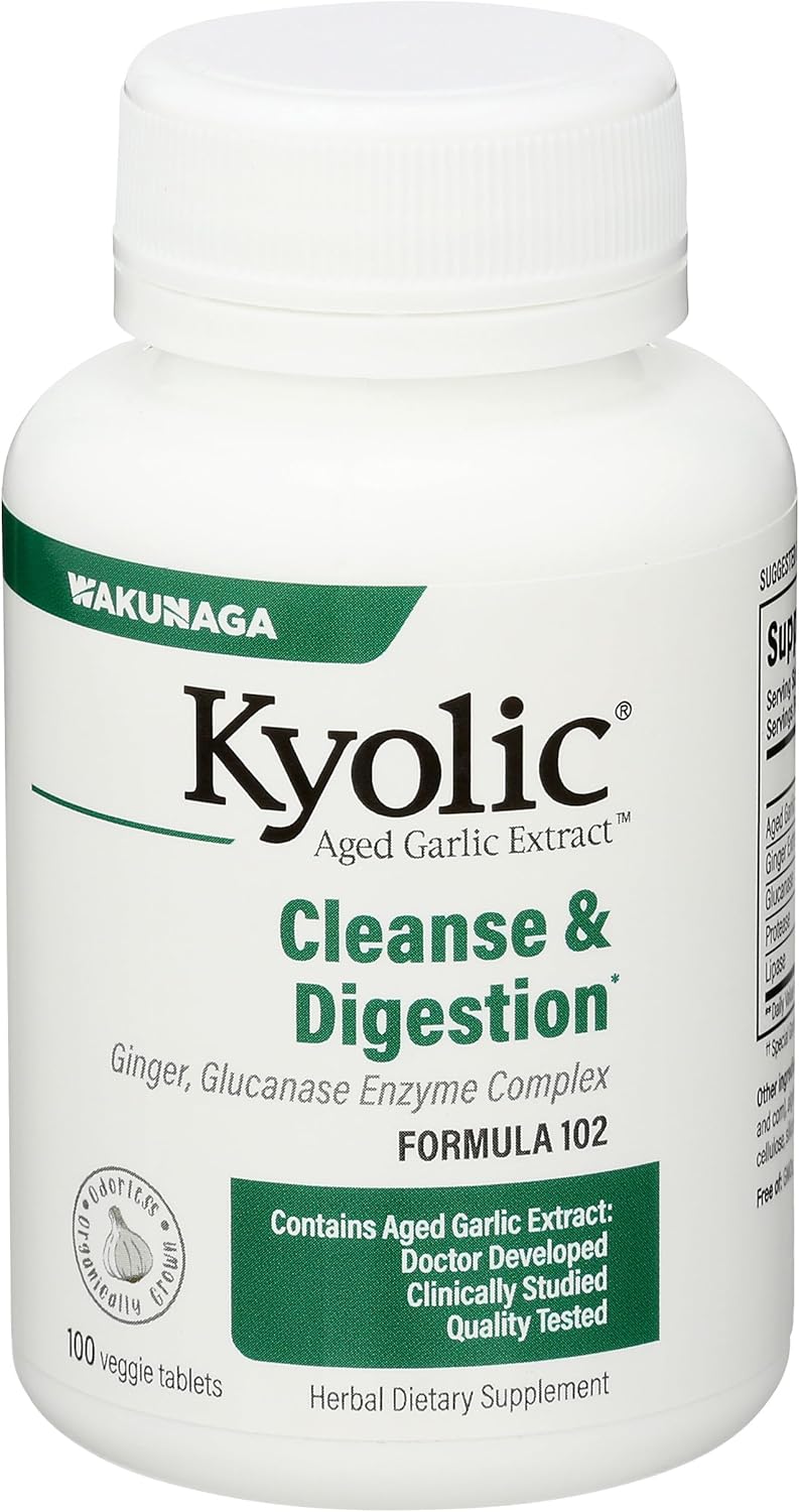 Kyolic Garlic Supplement with Enzymes - Vegetarian Tablets (100 Count)