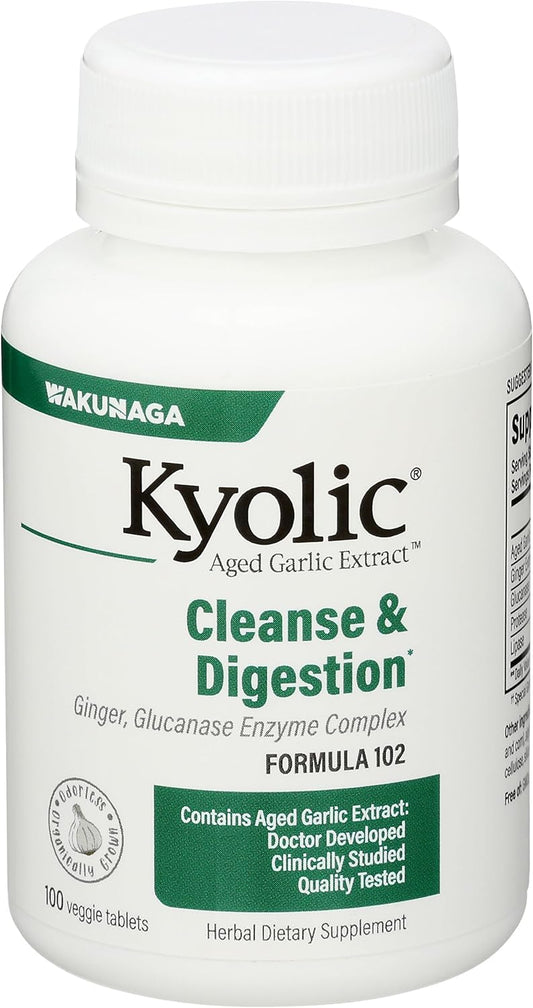 Kyolic Garlic Supplement with Enzymes - Vegetarian Tablets (100 Count)