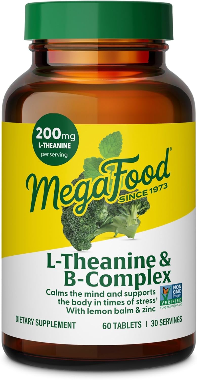 L-Theanine & Vitamin B Complex Supplement - 200mg L Theanine with B Vitamins, Lemon Balm Leaf & Zinc - Vegan, Gluten Free, Non-GMO - 60 Tablets