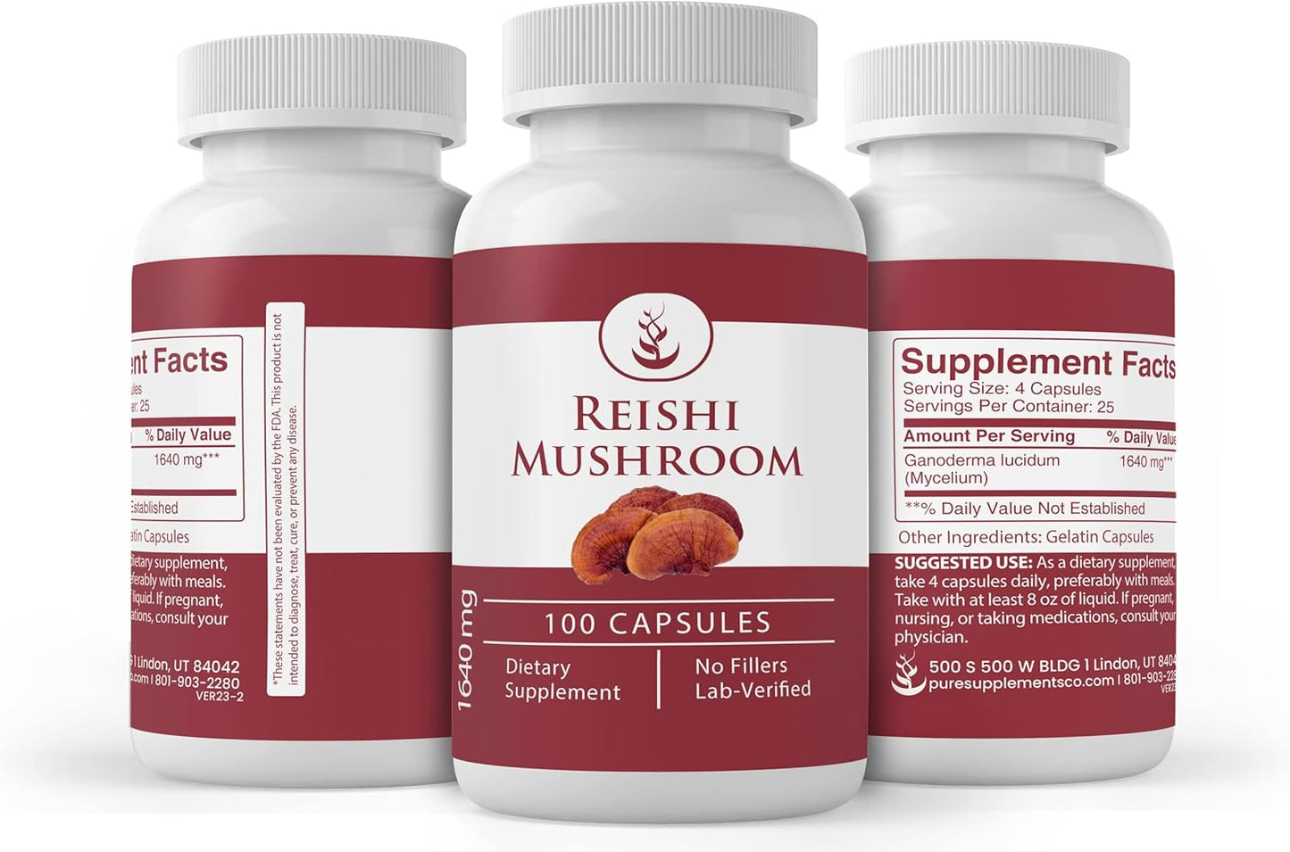 Lab Verified Schisandra Extract and Reishi Mushroom Capsule Bundle - 100 Capsules Each, Pure Ingredients, No Additives