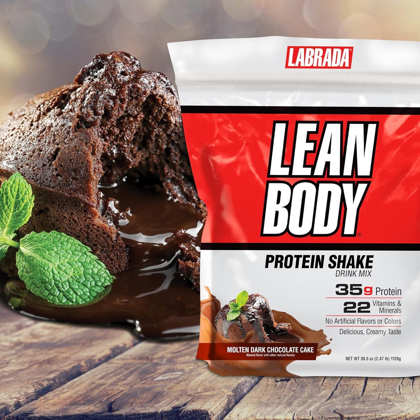 Labrada Lean Body Hi-Protein Meal Replacement Shake - Molten Dark Chocolate Cake Flavor