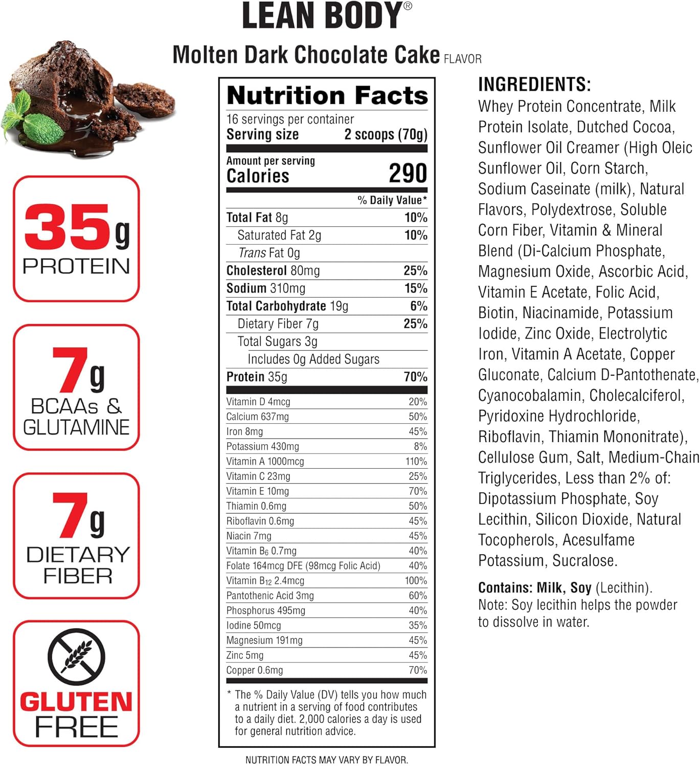 Labrada Lean Body Hi-Protein Meal Replacement Shake - Molten Dark Chocolate Cake Flavor