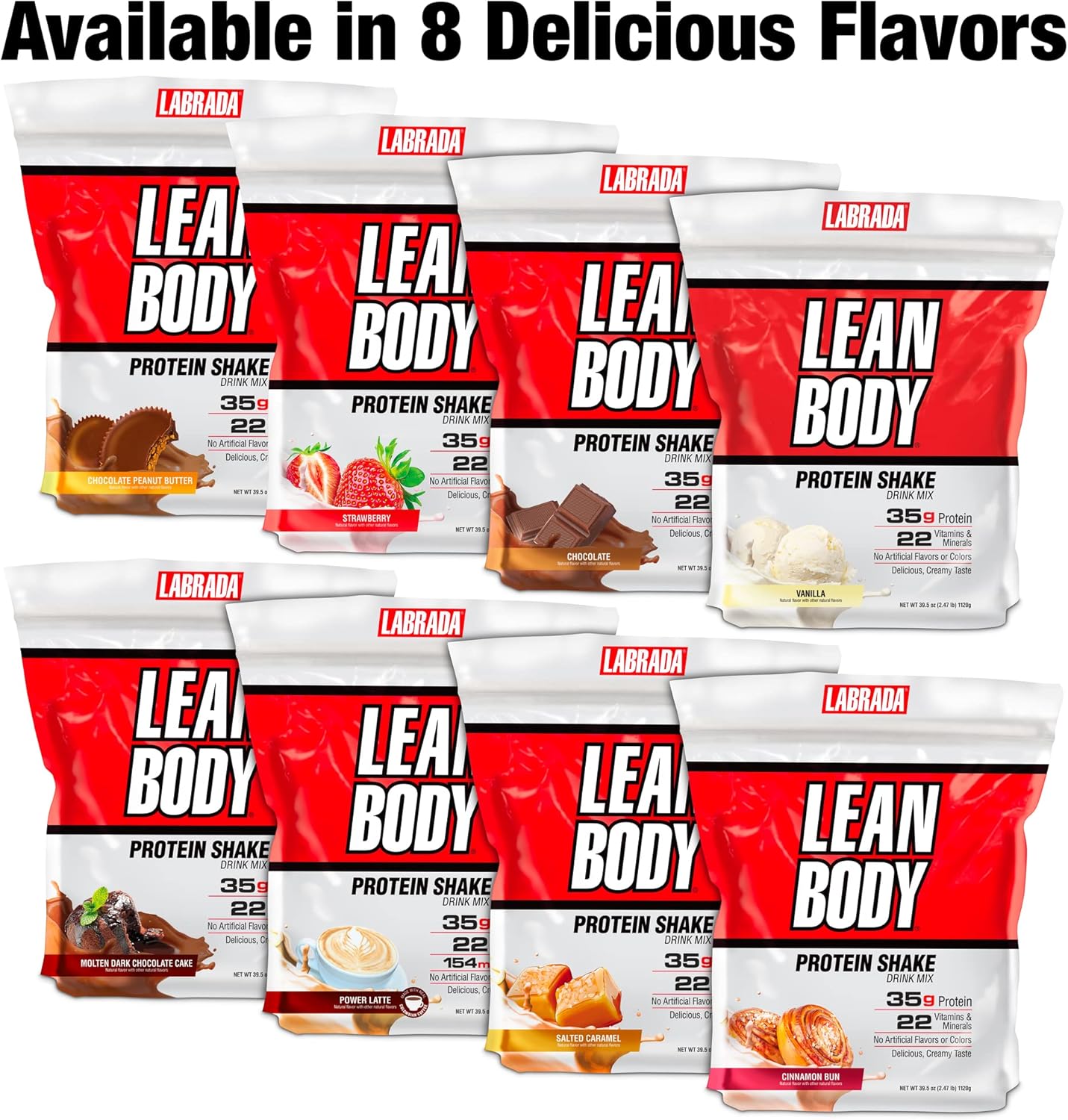 Labrada Lean Body MRP with Premium Colombian Coffee, Power Latte Flavor, 2.47LB Tub - Packaging Options Available