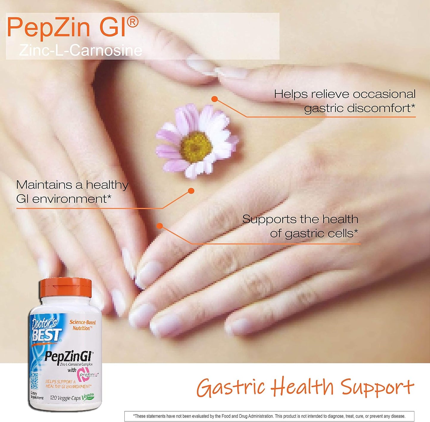 Lactoferrin Capsules & PepZin GI Zinc-L-Carnosine Complex for Digestive Health - 60 + 120 Caps