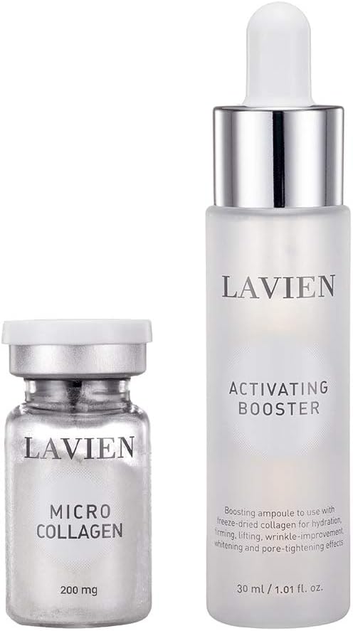 LAVIEN Collagen Professional Program Set for All Skin Types - Activating Booster, 30ml, 4 Micro Collagen, 200mg, Dropper - Ceramide, Elastin, Hyaluronic Acid Skincare