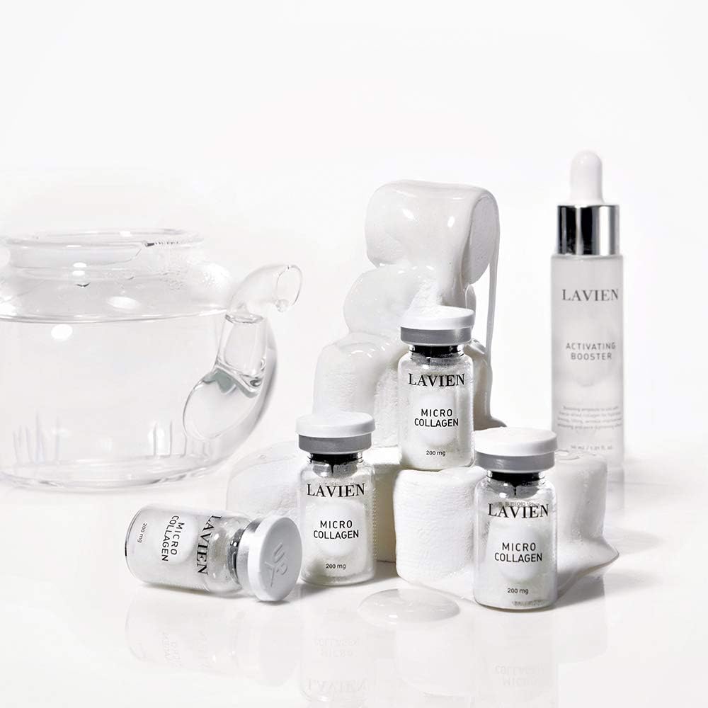 LAVIEN Collagen Professional Program Set for All Skin Types - Activating Booster, 30ml, 4 Micro Collagen, 200mg, Dropper - Ceramide, Elastin, Hyaluronic Acid Skincare