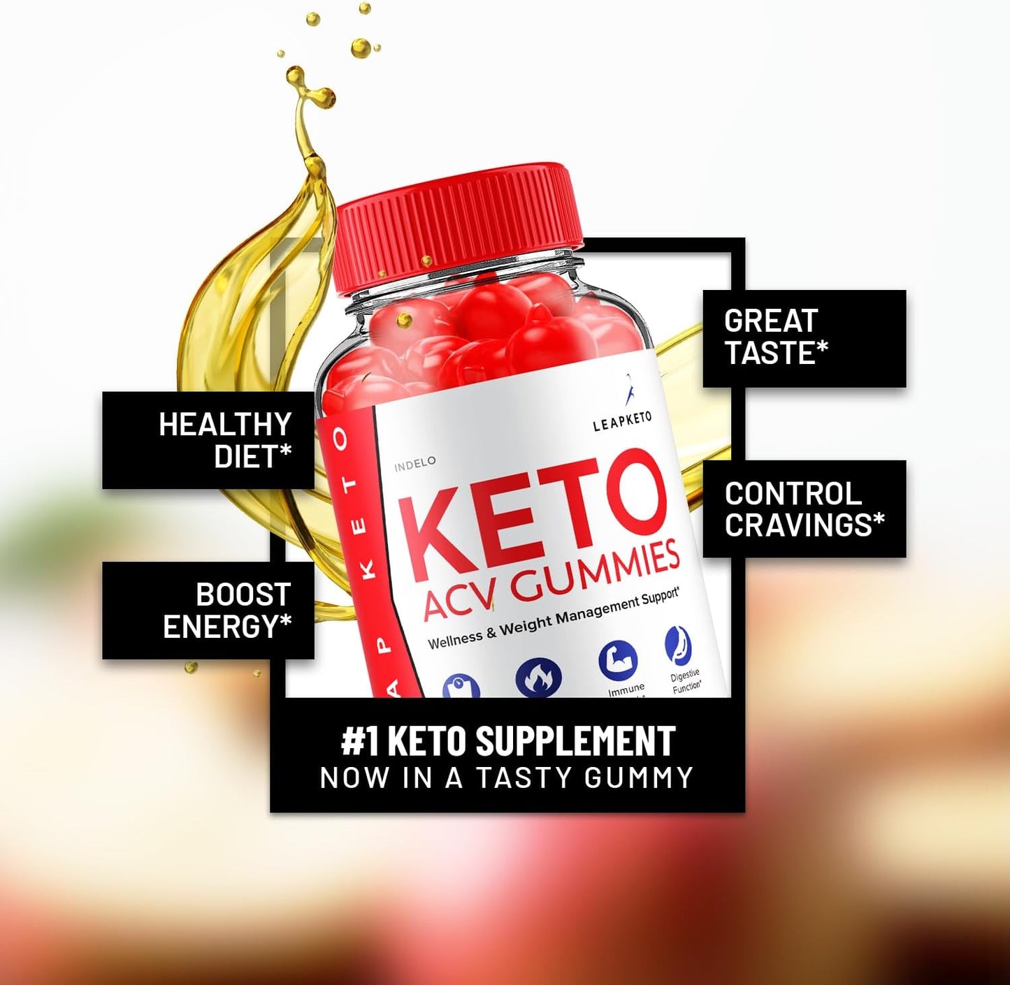 Leap Keto ACV Gummies - Advanced Weight Management Formula (180 Gummies, 3 Pack)