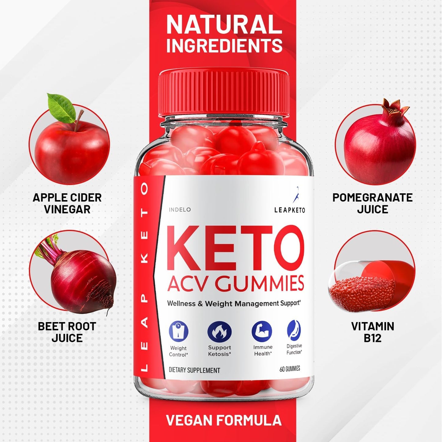 Leap Keto ACV Gummies - Advanced Weight Management Formula (180 Gummies, 3 Pack)