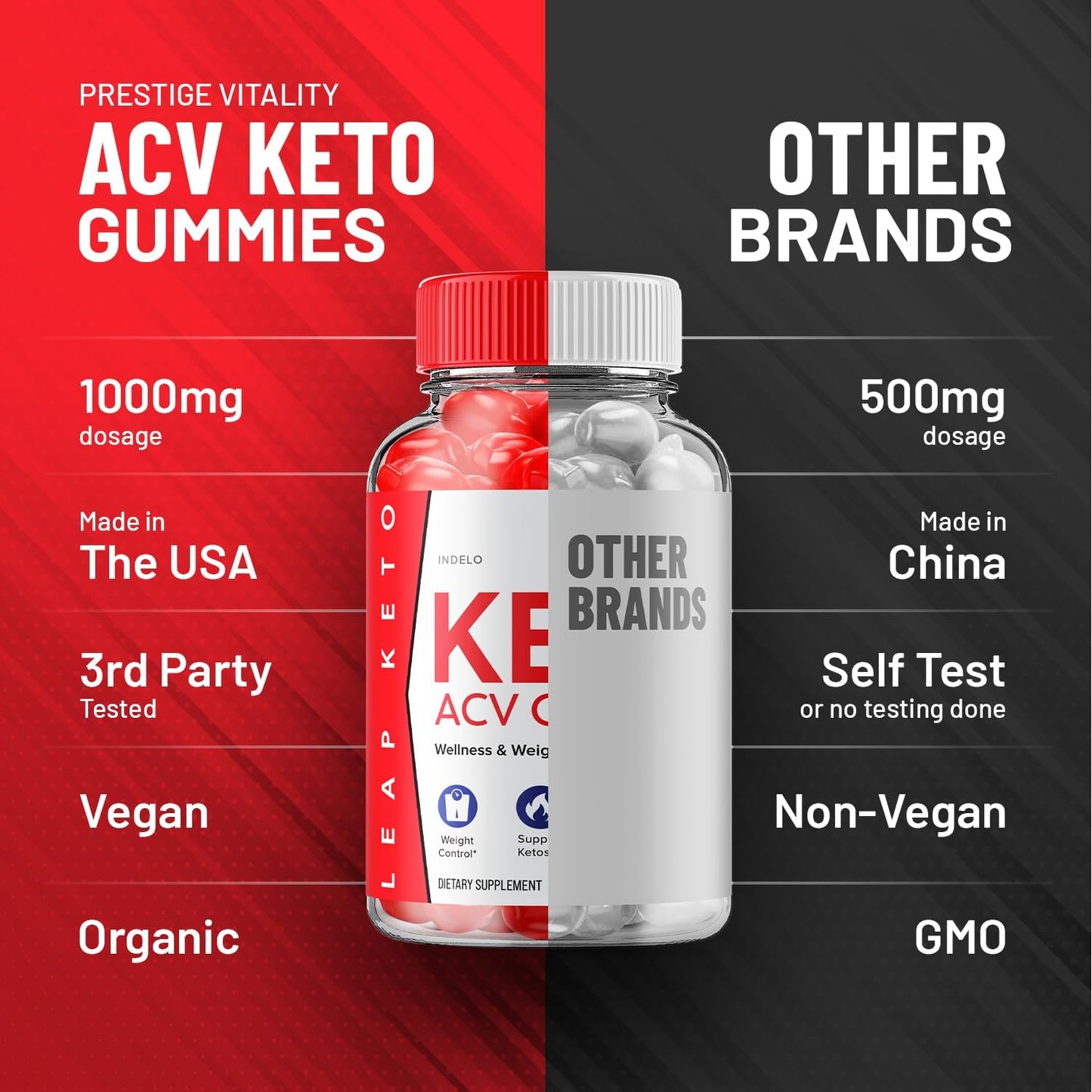 Leap Keto ACV Gummies - Advanced Weight Management Formula (180 Gummies, 3 Pack)