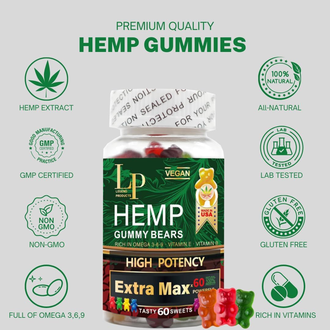 Legend High Potency metabolism booster Gummies - Restful Sleep, Calmness, Pain Relief - Fruity Organic Extract Gummies (60 Count)