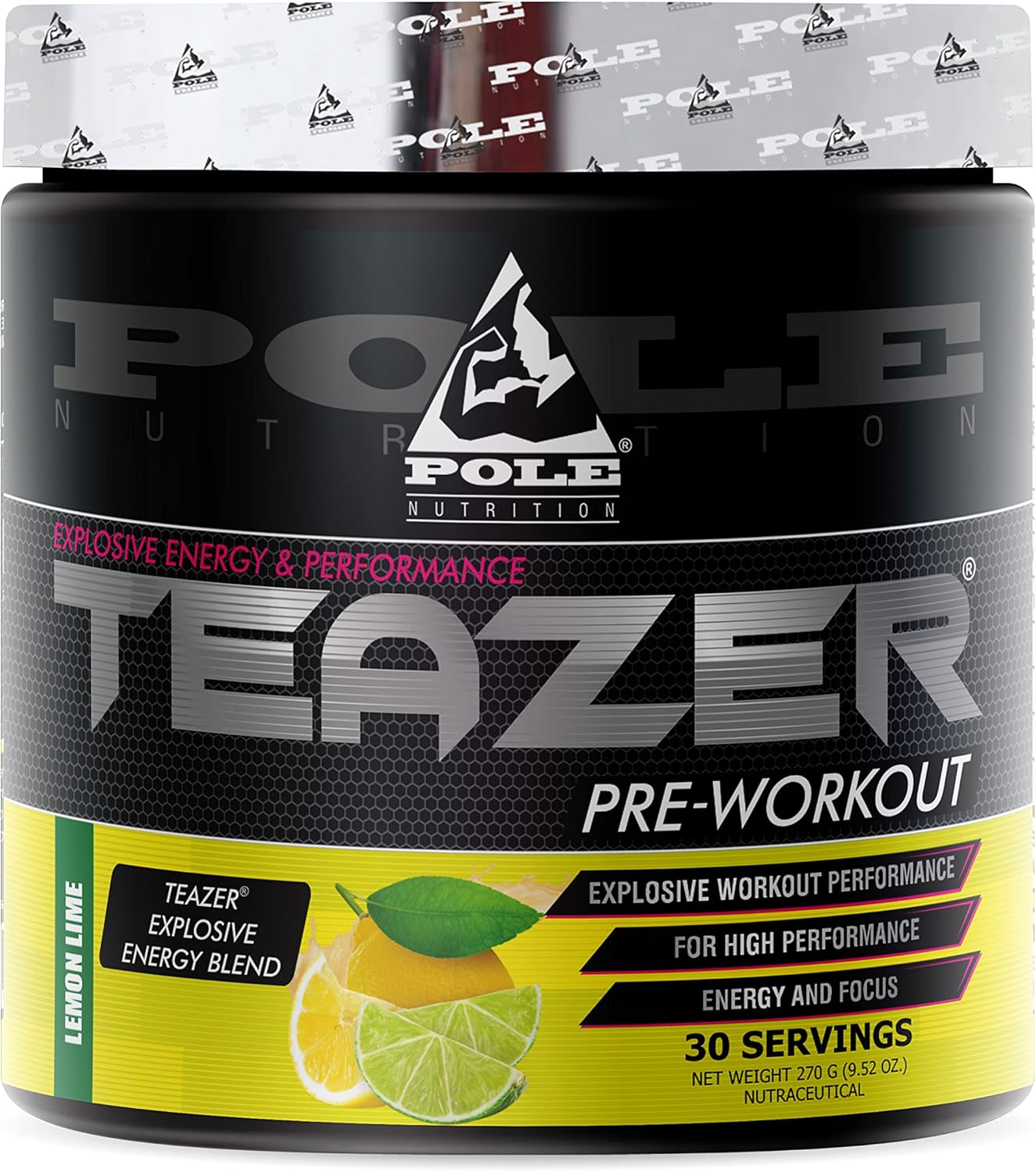 Lemon Lime Flavoured Pre-Workout Powder for Maximum Performance | 270g, 30 Servings by Pole Nutrition