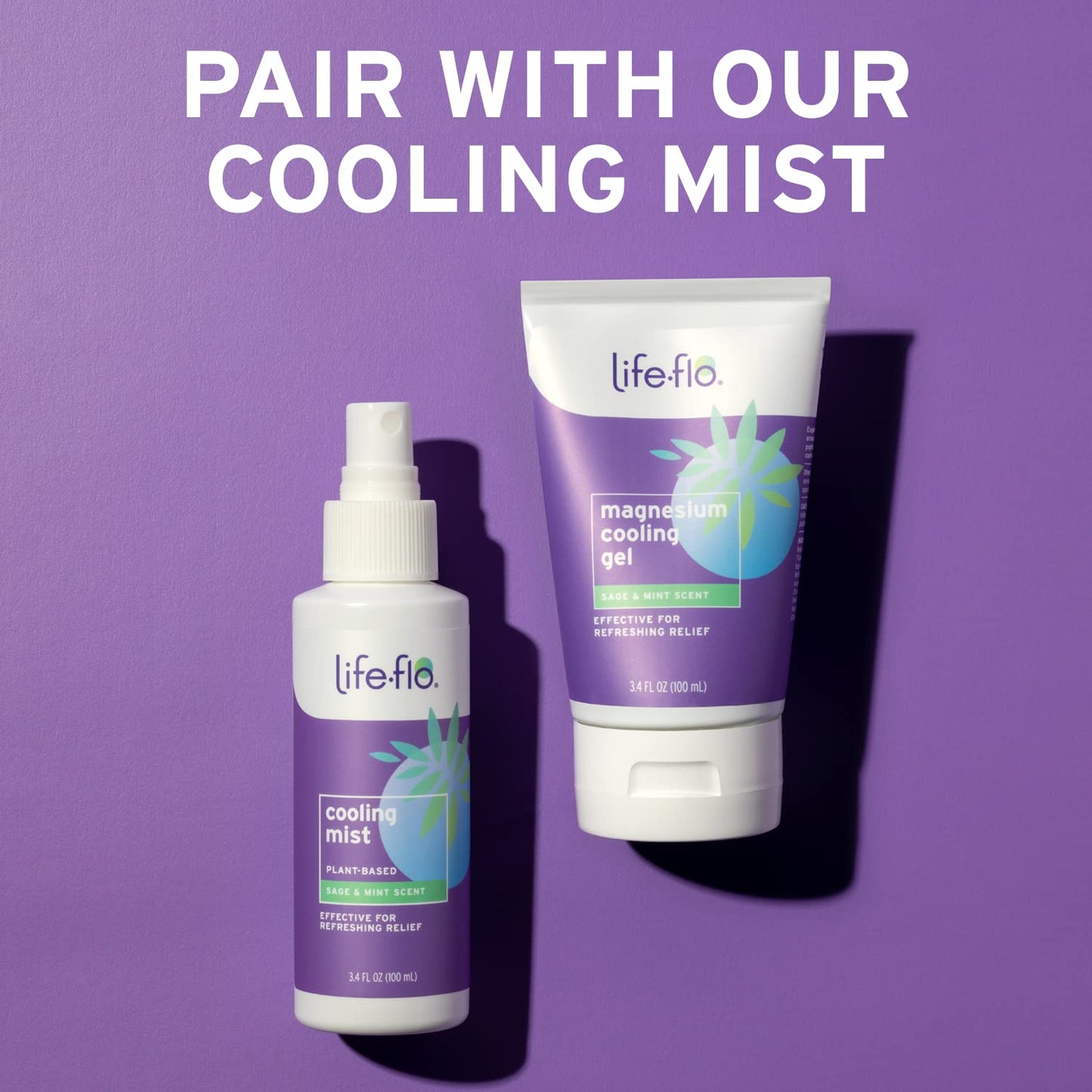 Life-flo Magnesium Cooling Gel for Women, Soothing Hot Flashes with Magnesium Chloride and MSM, Fresh Sage Mint Scent, 3.4 oz