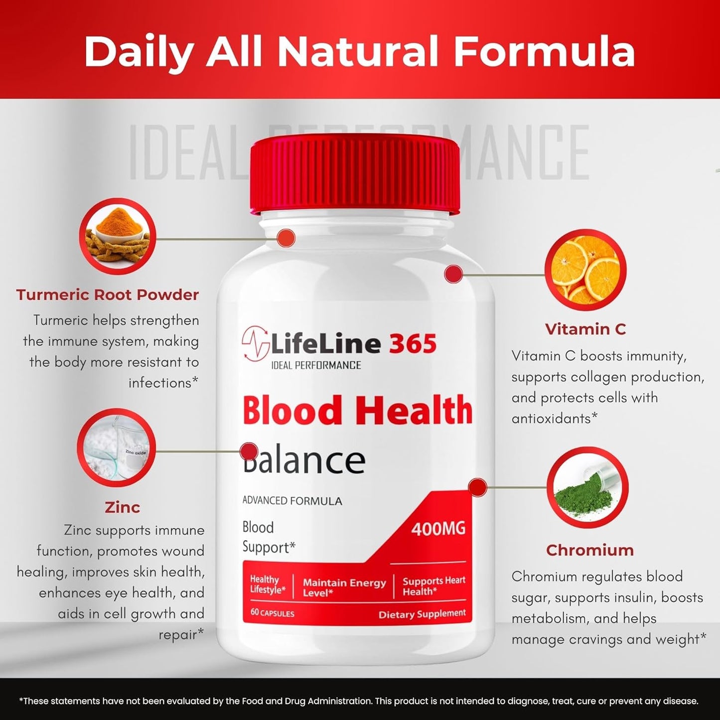 Lifeline 365 Blood Support Supplement - Advanced Formula for Maximum Strength - All Natural Pills - 5 Pack
