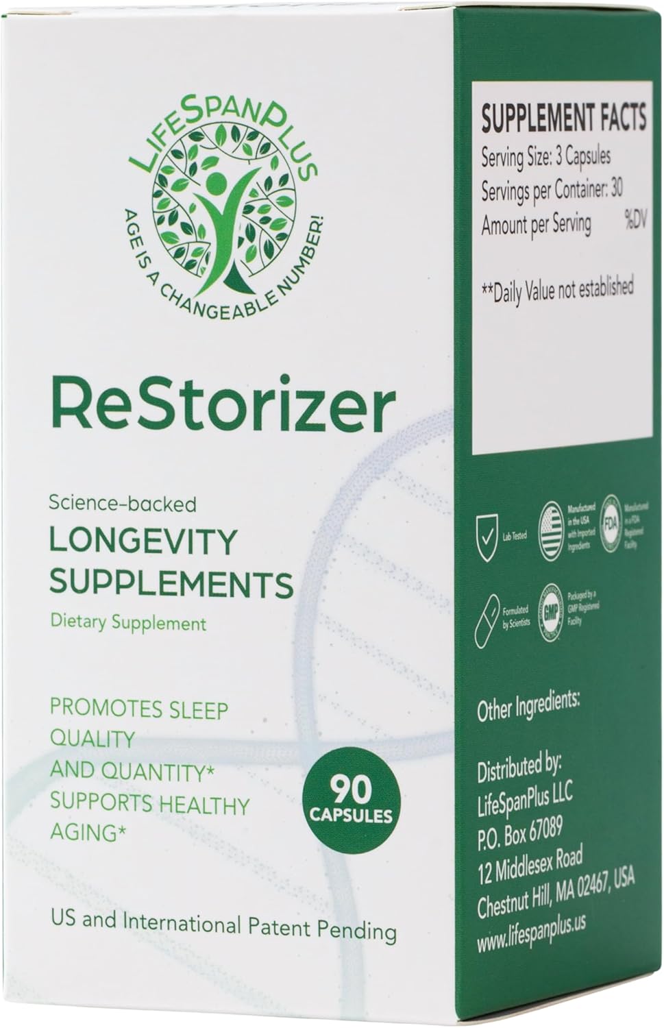 LifeSpanPlus ReStorizer Longevity Supplement - 90 Capsules for Enhanced Health and Vitality