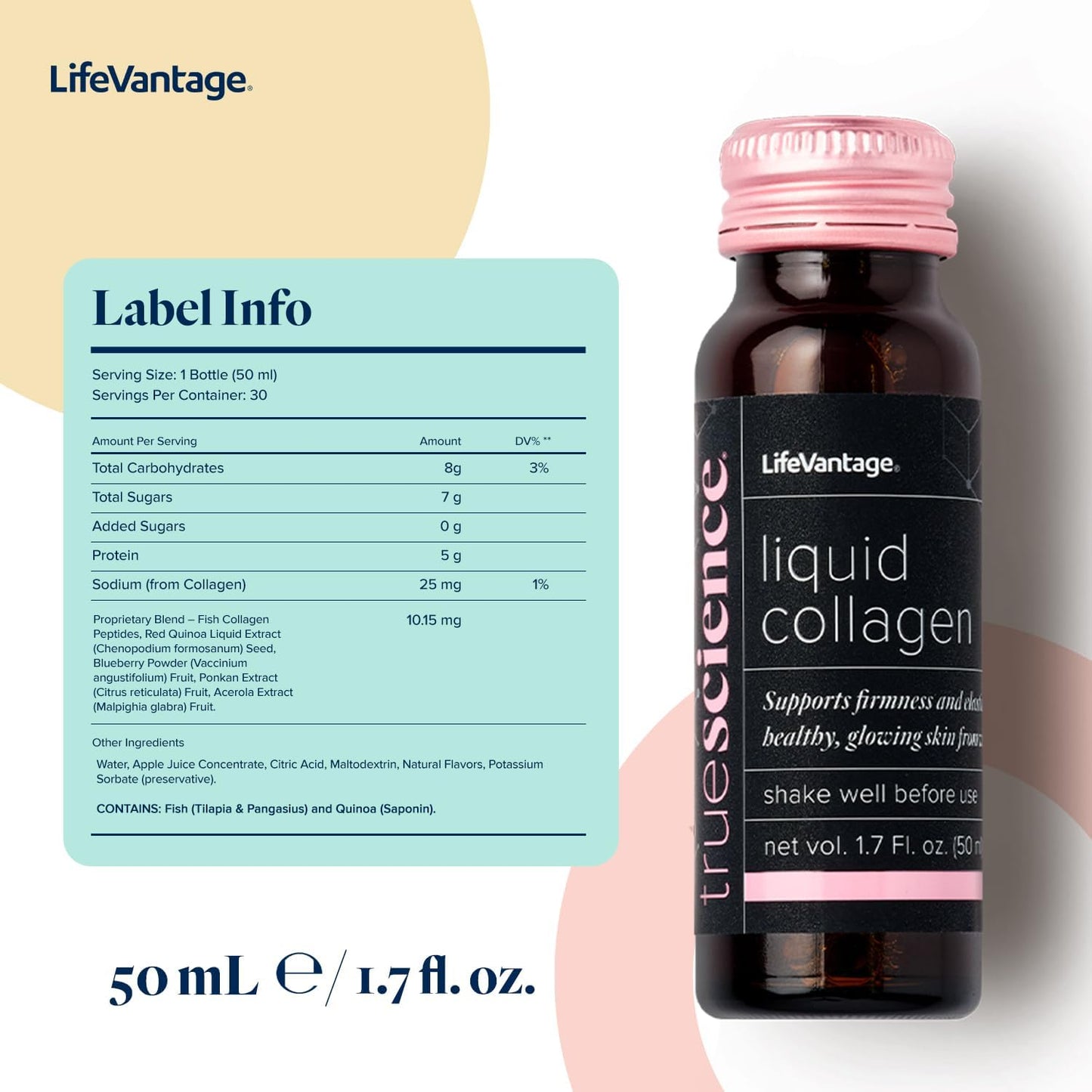 LifeVantage TrueScience Liquid Collagen - Skin Glow & Firmness Support - Collagen Boosting Formula - 30 Bottles x 1.7 Fl. oz.