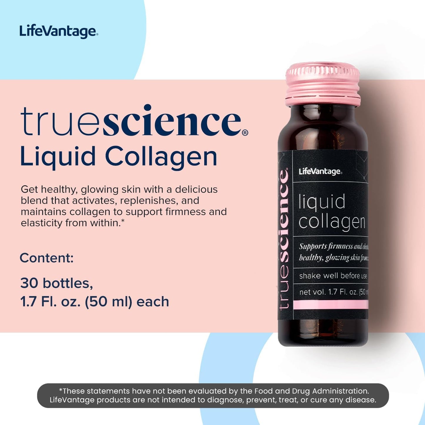 LifeVantage TrueScience Liquid Collagen - Skin Glow & Firmness Support - Collagen Boosting Formula - 30 Bottles x 1.7 Fl. oz.