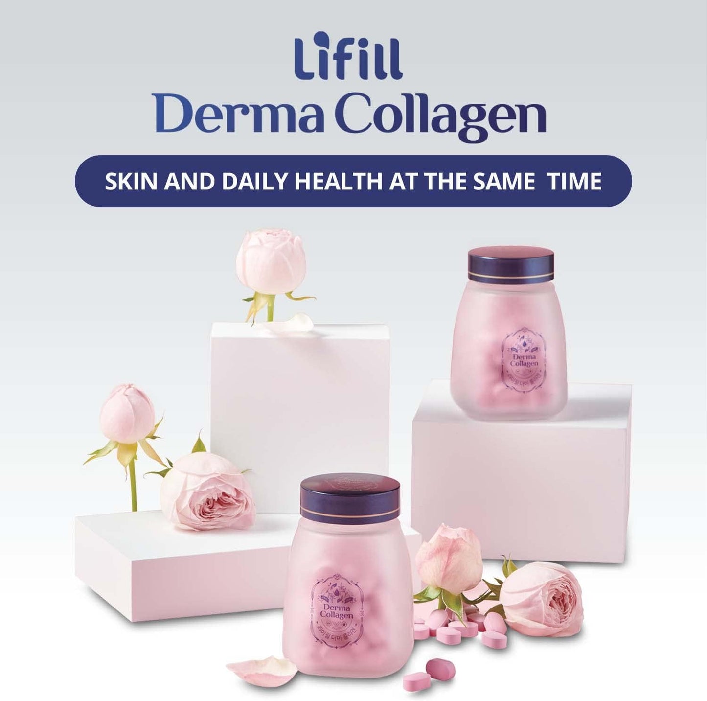 Lifill Derma Collagen-Luxury Pack: Skin Care Tablets with Biotin, Vitamin C, D, E, Collagen Peptides, Zinc, and Selenium - Reduce Wrinkles, Tighten Skin, Boost Hair Skin Nails (84 Tablets x 4 Units)