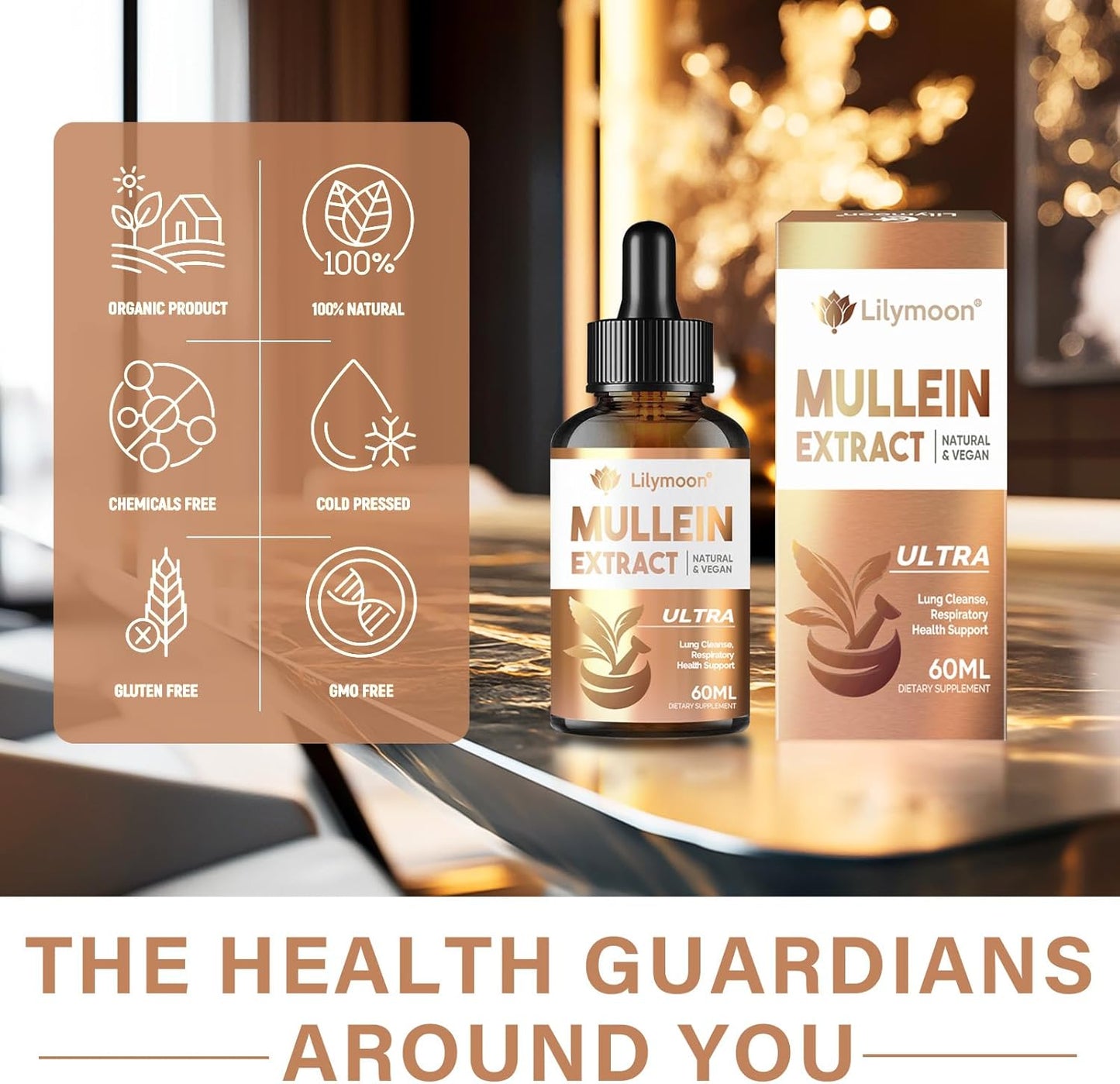 Lilymoon Mullein Leaf Extract Drops - Respiratory Support & Mucus Relief - Lungs Cleanse - No GMOs (2 Oz)