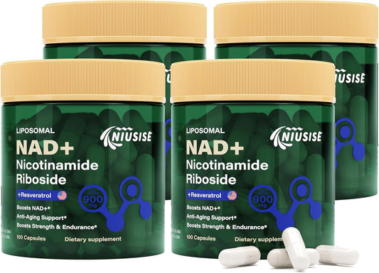 Liposomal NAD+ Supplement with Resveratrol & Quercetin for Energy - 400 Capsules, 900mg NAD Nicotinamide Riboside for Men and Women
