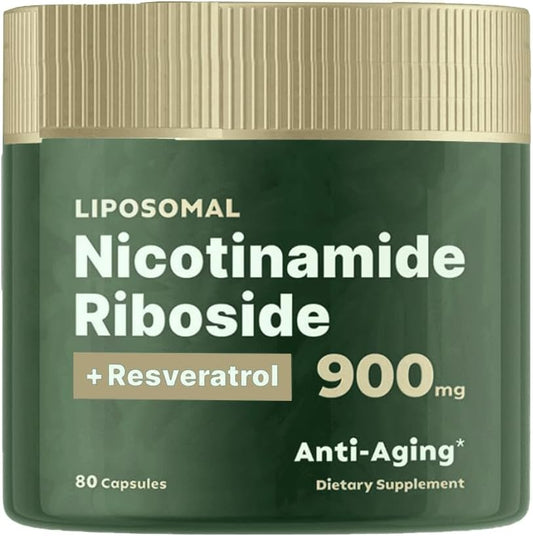 Liposomal Nicotinamide Riboside 900mg Capsules for Energy and Focus with Resveratrol - 80 Count