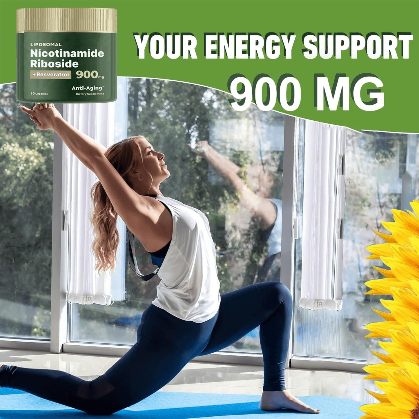 Liposomal Nicotinamide Riboside 900mg Capsules for Energy and Focus with Resveratrol - 80 Count