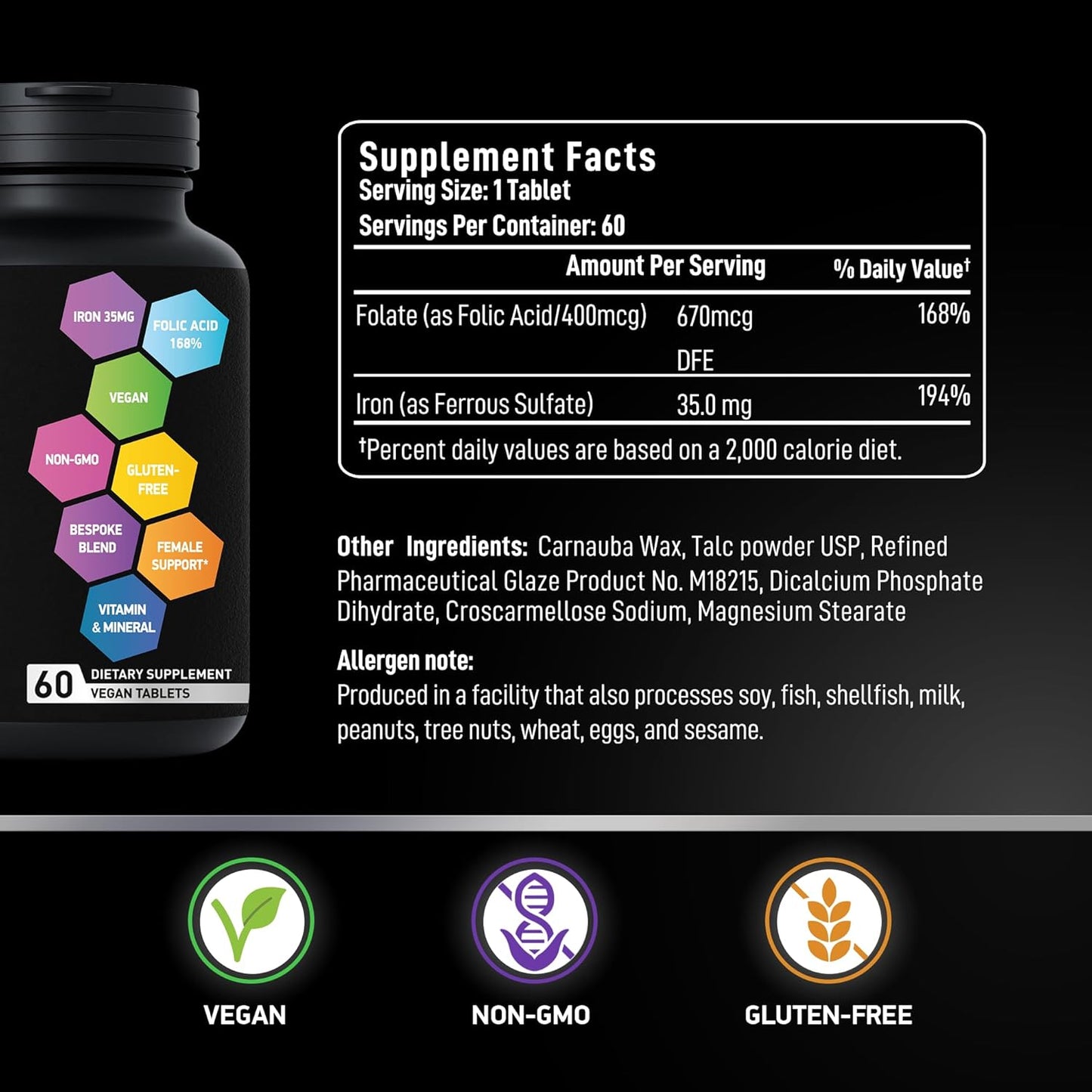 Liquid Collagen with Ashwagandha and Vegan Iron Supplements for Female Health Support