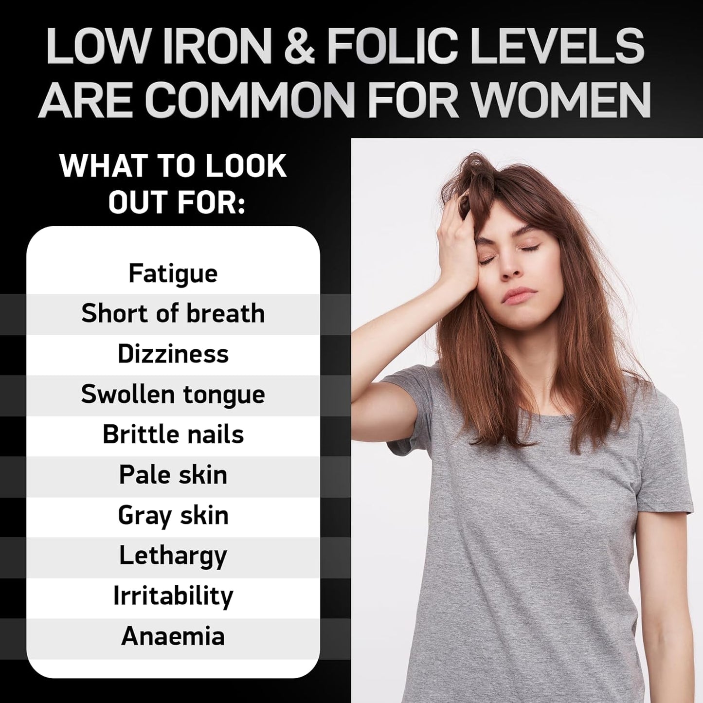 Liquid Collagen with Ashwagandha and Vegan Iron Supplements for Female Health Support