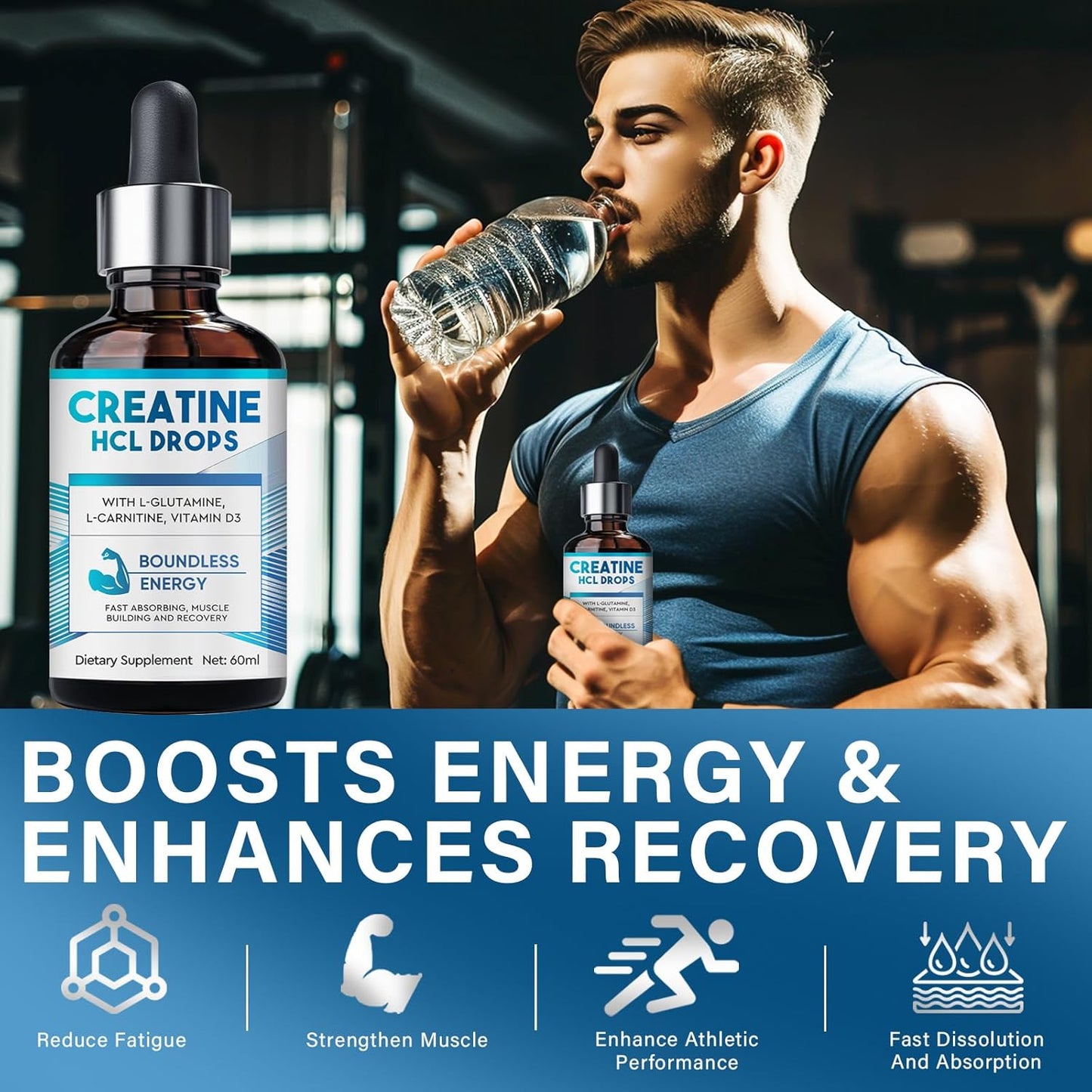 Liquid Creatine HCL Drops for Energy & Strength Boost - Weeping Willow Oil Co - 2FL.OZ
