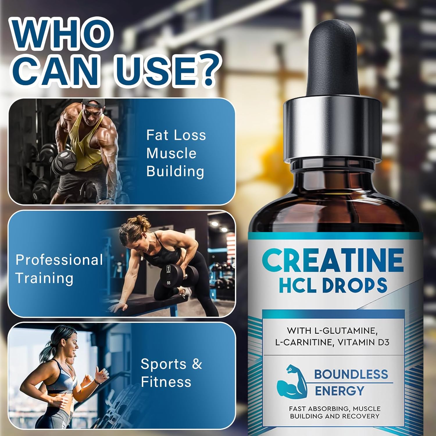 Liquid Creatine HCL Drops for Energy & Strength Boost - Weeping Willow Oil Co - 2FL.OZ