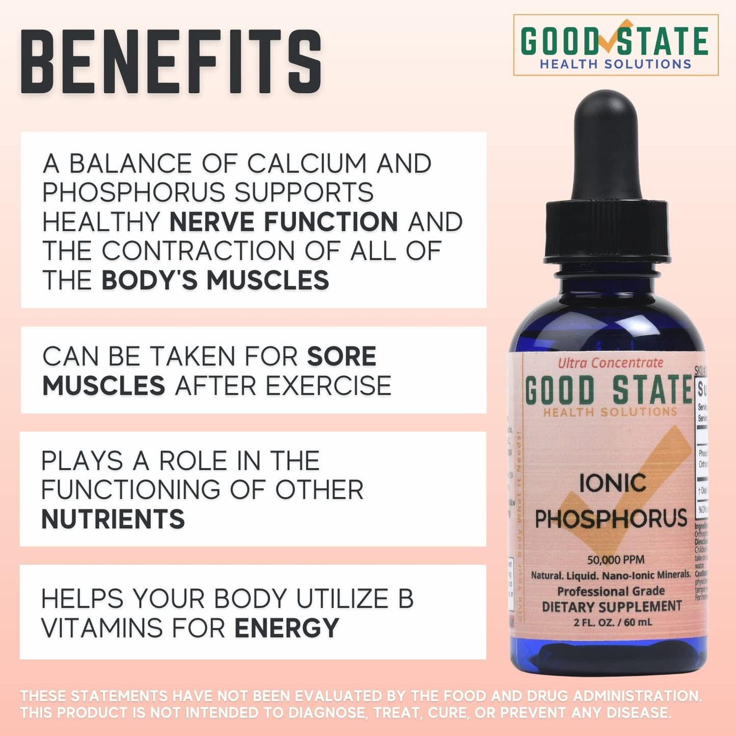 Liquid Ionic Phosphorus Supplement | Homeopathic Digestion Support | Boost Nutrient Absorption | 100 Servings | 50 mL Bottle