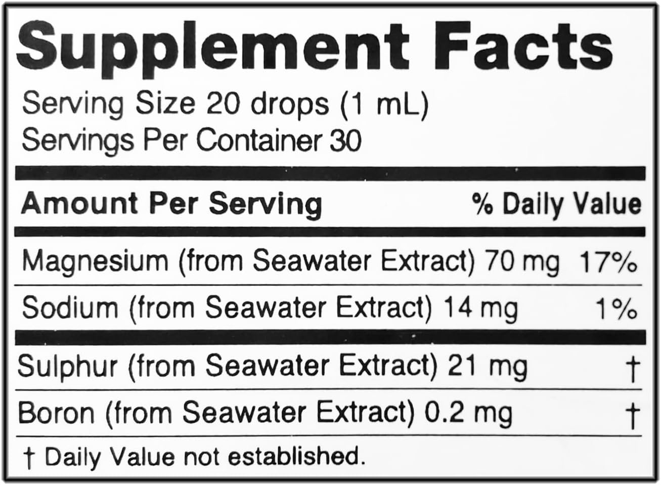 Liquid Magnesium Drops for Rapid Absorption, Electrolyte Balance, Muscle & Nervous System Function - 30ml, 30-Day Supply