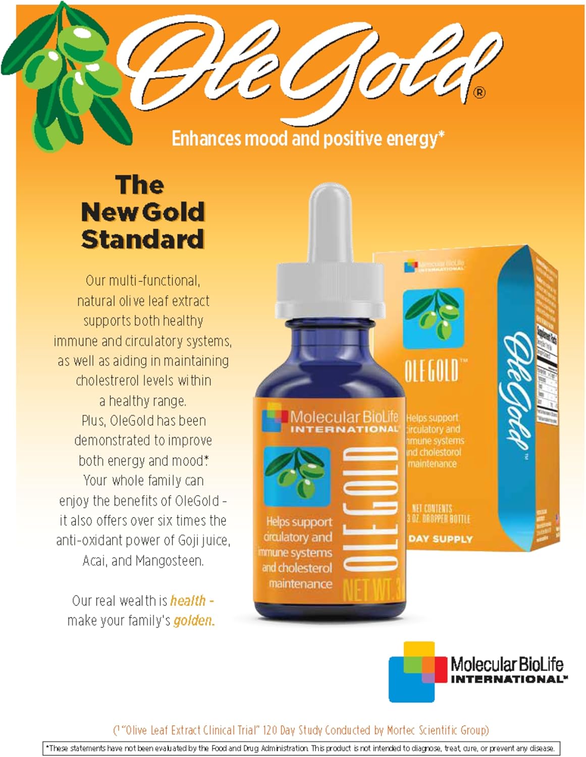 Liquid Olive Leaf Extract with Hydroxytyrosol, Tyrosol & Oleuropein by Molecular Biolife International