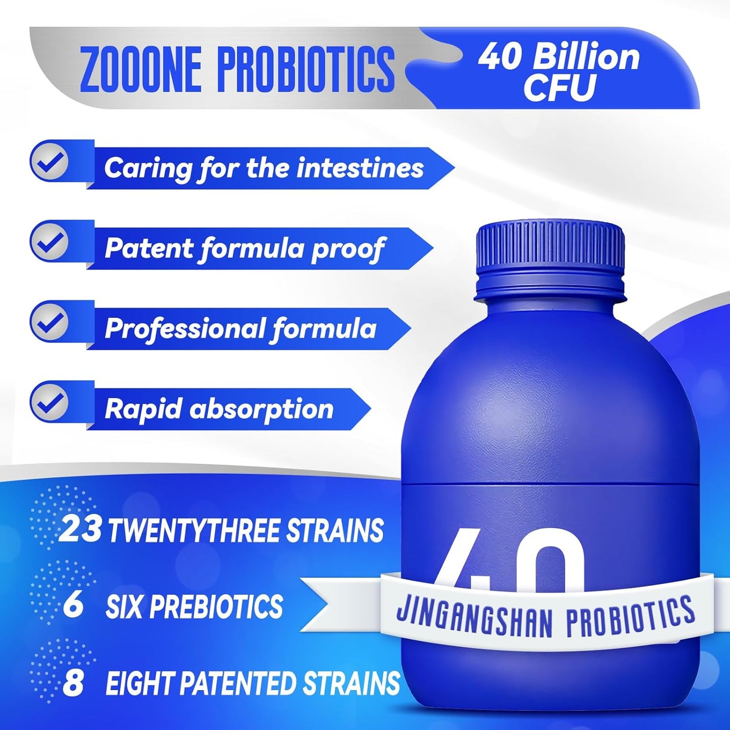 Little Blue Bottle Probiotics 40 Billion CFU - 30 Bottles, 0.7oz Each - Boosts Immune, Digestive, and Gut Health (10)