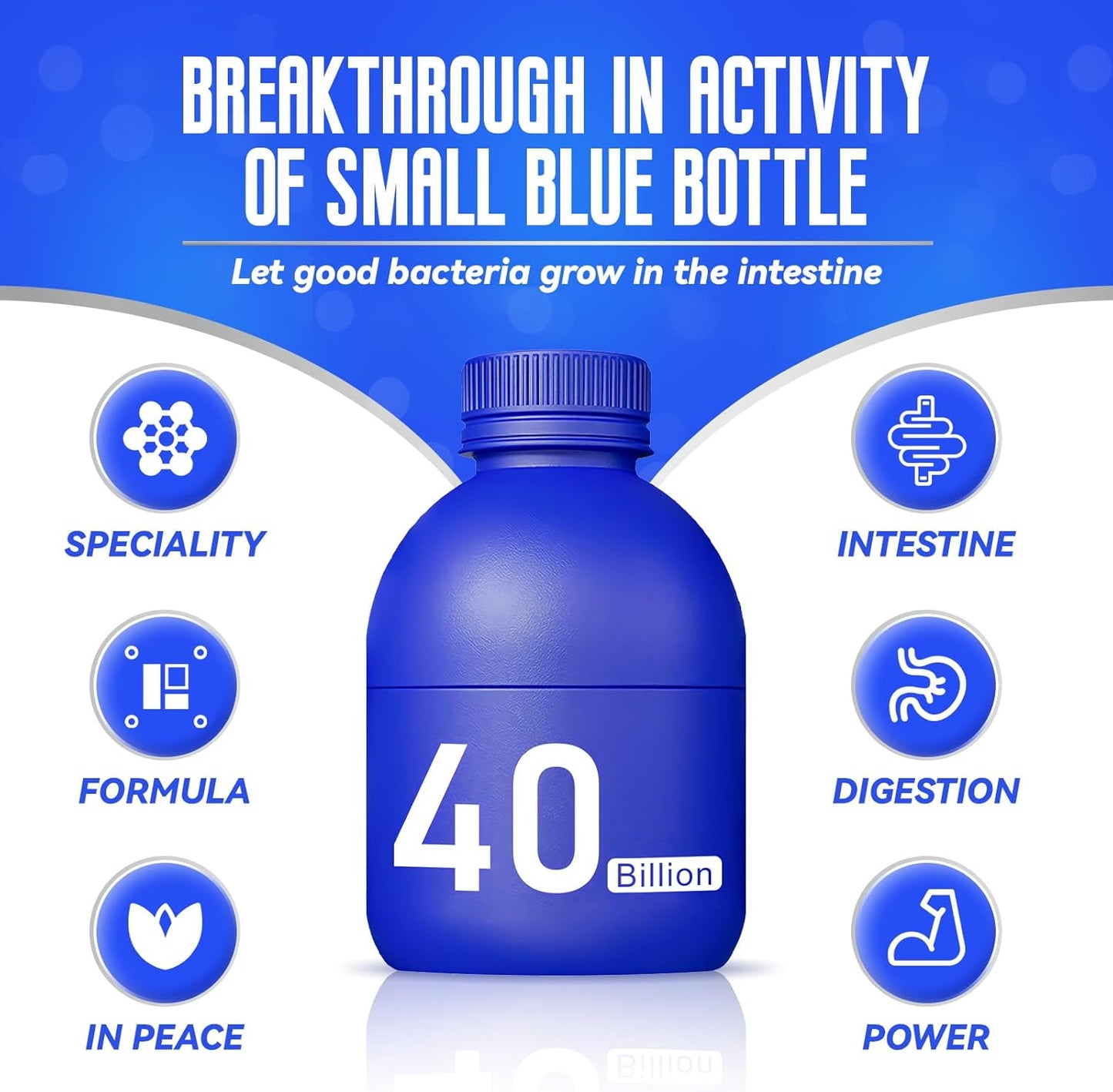 Little Blue Bottle Probiotics 40 Billion CFU - 30 Bottles, 0.7oz Each - Boosts Immune, Digestive, and Gut Health (10)
