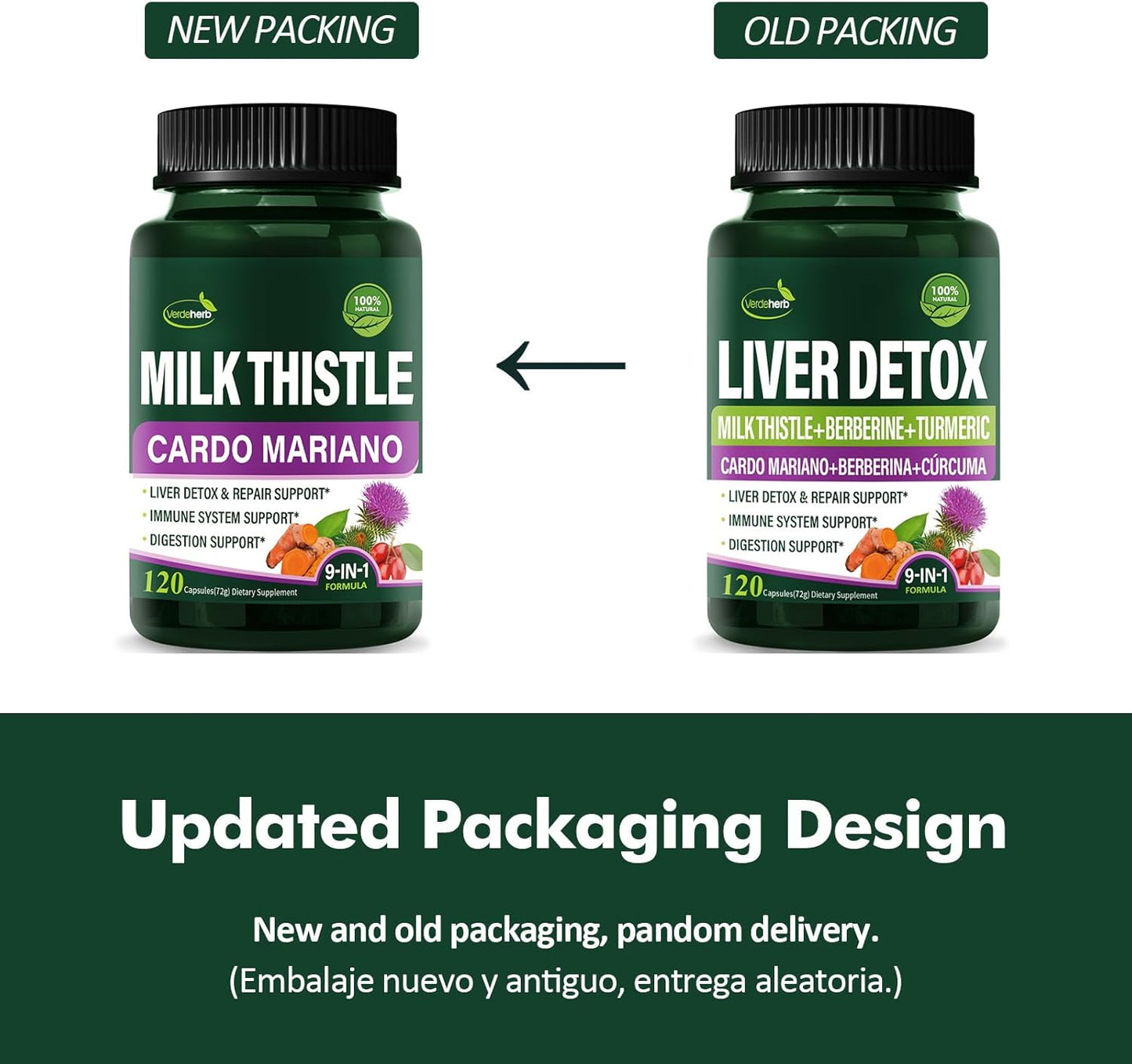 Liver Detox & Repair Herbal Complex Extract with Milk Thistle, Berberine, Turmeric for Immune System & Digestion - 240 Capsules