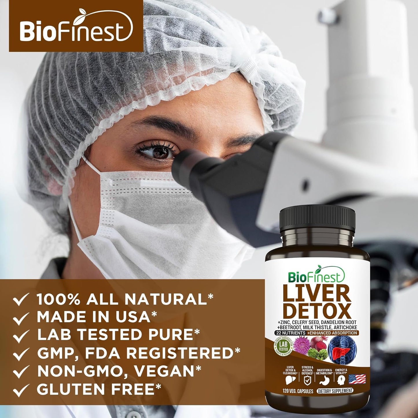 Liver Detox Supplement with 22 Nutrients - Milk Thistle, Artichoke, Beet Root, Turmeric, Ginger - Cleanse Alcohol, Boost Energy, Aid Digestion, Support Metabolism (120 Veg. Capsules)