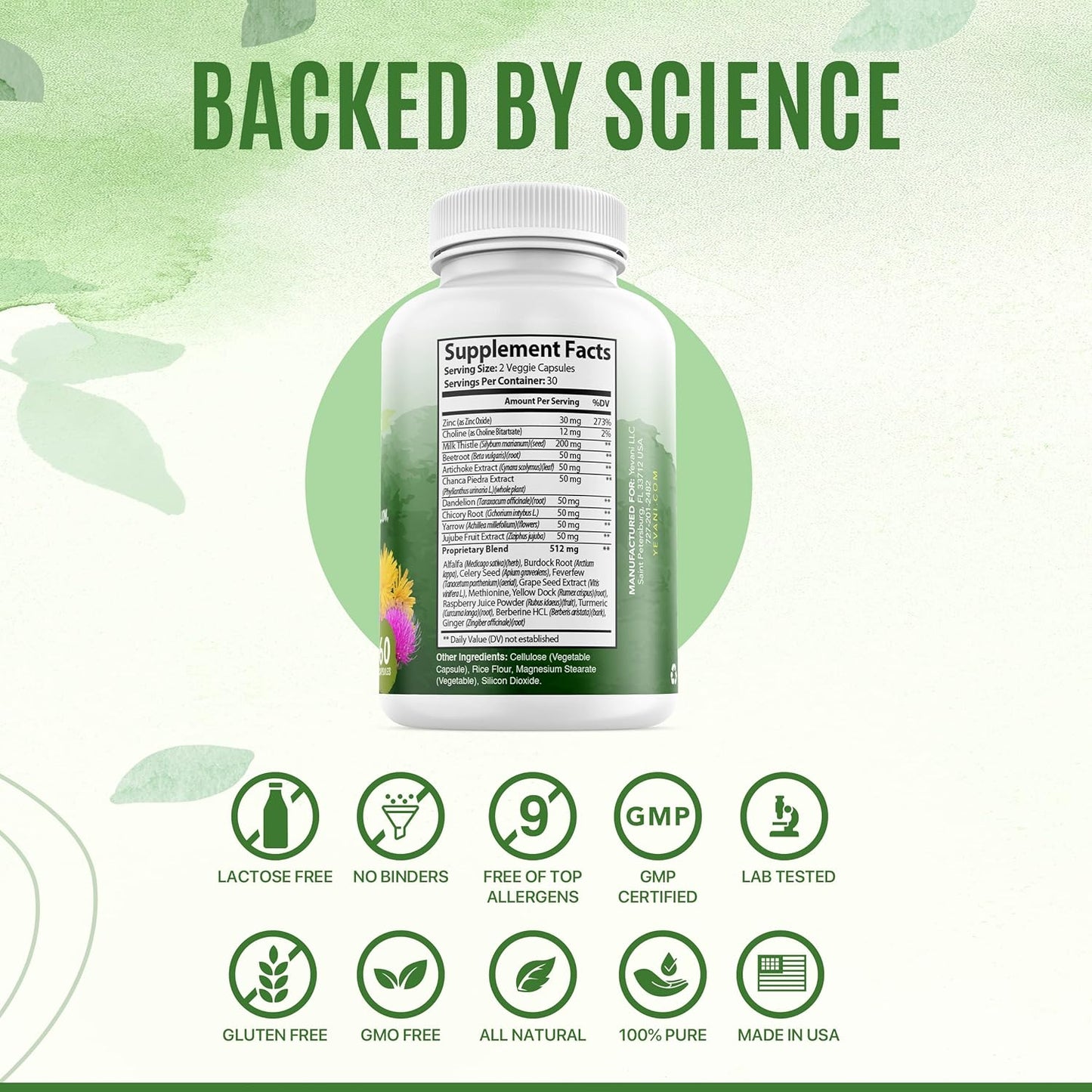 Liver Detox Support Supplement - YEVANI 100% Pure Formula with Milk Thistle, Dandelion, Beetroot, and Artichoke Extract - Herbal Liver Health Capsules for Detoxification