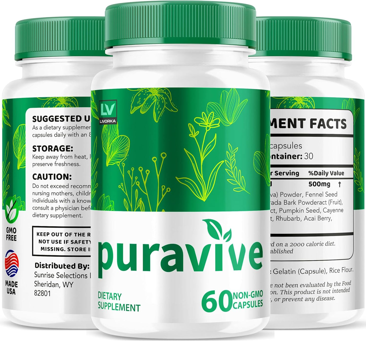 LIVORKA Puravive Exotic Rice Supplement Capsules - 60 Pills for 1 Month Supply - Reviews & Support