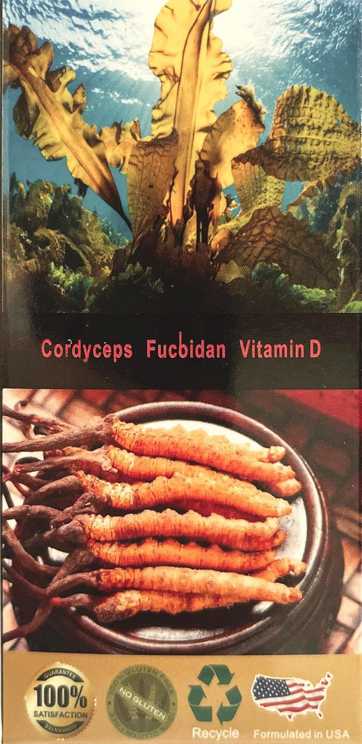 LL Supplement Cordyceps FD1000 Pharmacist Formula - Immune Booster with Fucoidan and Vitamin D - 60 Capsules