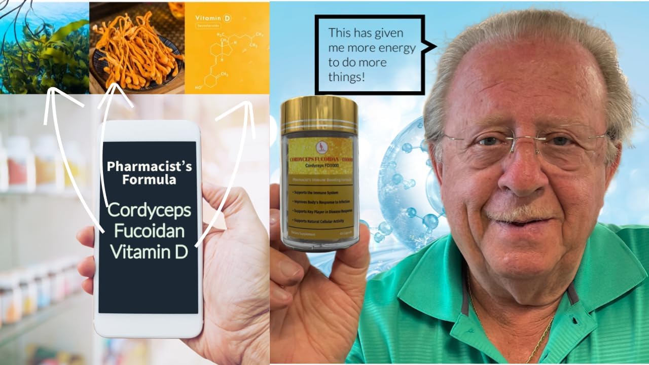 LL Supplement Cordyceps FD1000 Pharmacist Formula - Immune Booster with Fucoidan and Vitamin D - 60 Capsules