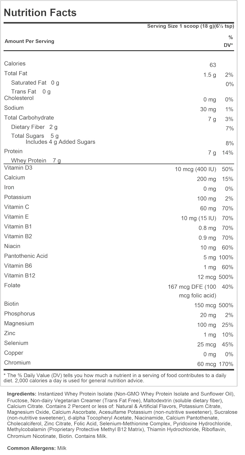 Low-Calorie Vanilla Meal Replacement with Whey Protein, Vitamins, and Minerals - 60 Servings