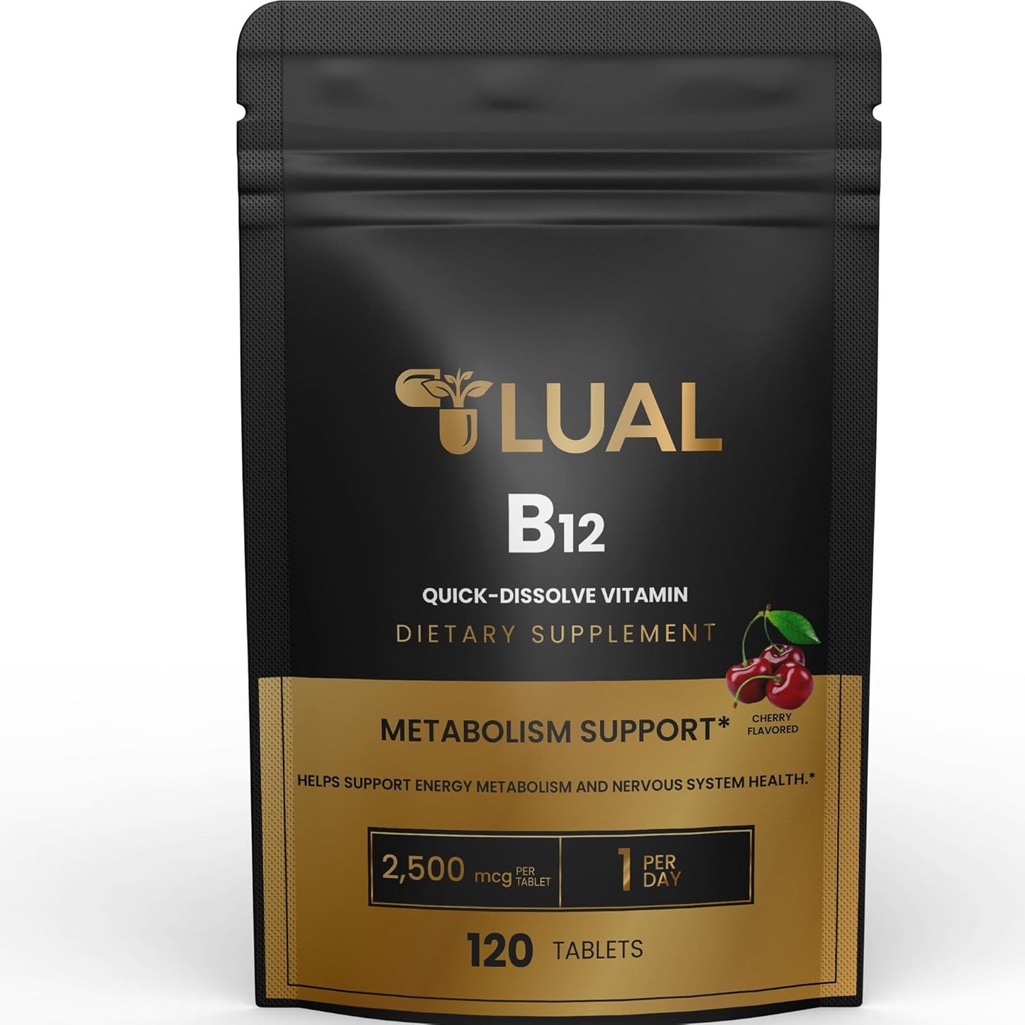 LUAL Vitamin B12 2500 mcg Quick-Dissolve Tablets for Women and Men - B12 Complex Dietary Supplement with B Vitamins - 120 Tablets