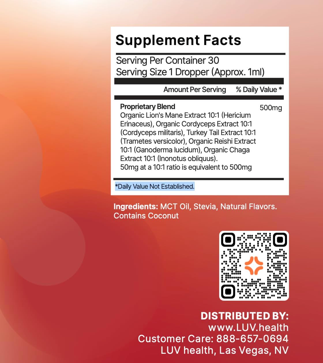 LUV Flow Drops® Adaptogen Mushroom Blend for Mental Clarity & Energy - 4-Pack 120 Servings, Vegan Keto, Focus & Immunity Support with Lion's Mane, Cordyceps, Reishi - Non-GMO USA Made