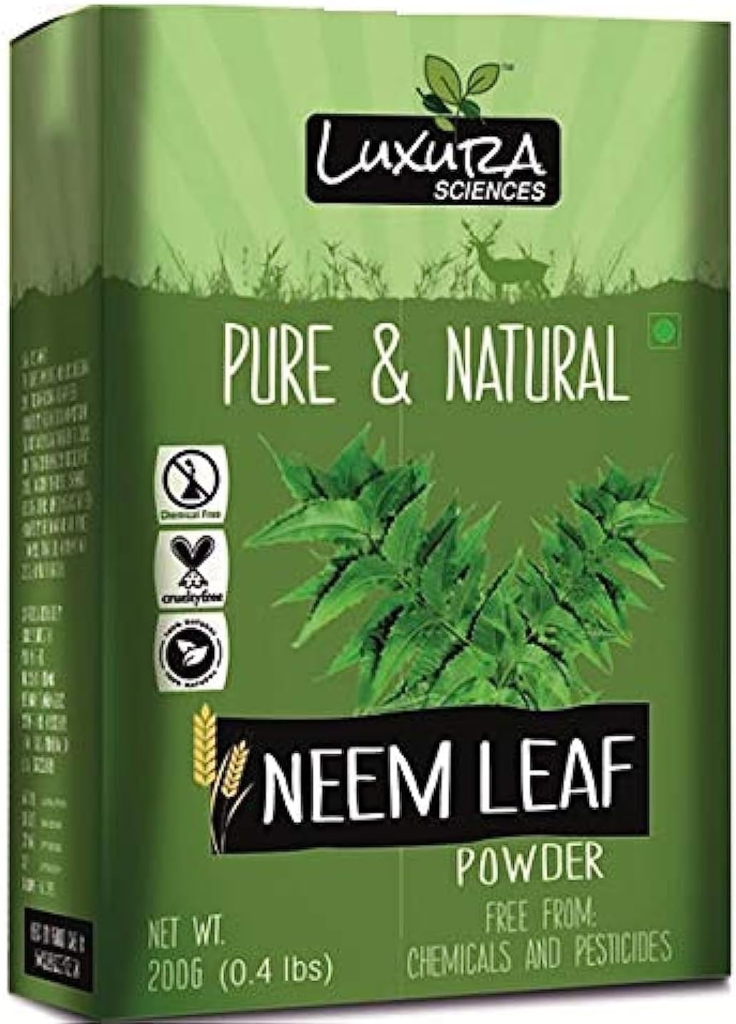 Luxura Sciences Neem Leaf Powder for Hair, Skin, and Oral Health - 7.05 Oz/200g - Natural Care for Hair, Skin, and Immune System